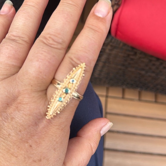 15k/14k Gold Antique Ring with tourmalines. - Picture 3 of 16